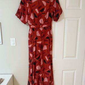 Chic Abstract Red Maxi Dress